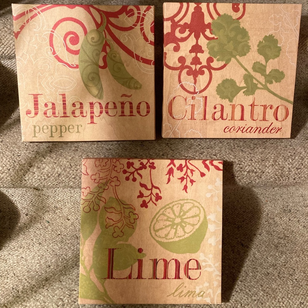Wall Art - Lime, Cilantro & Jalapeño Colorful Art on Canvas